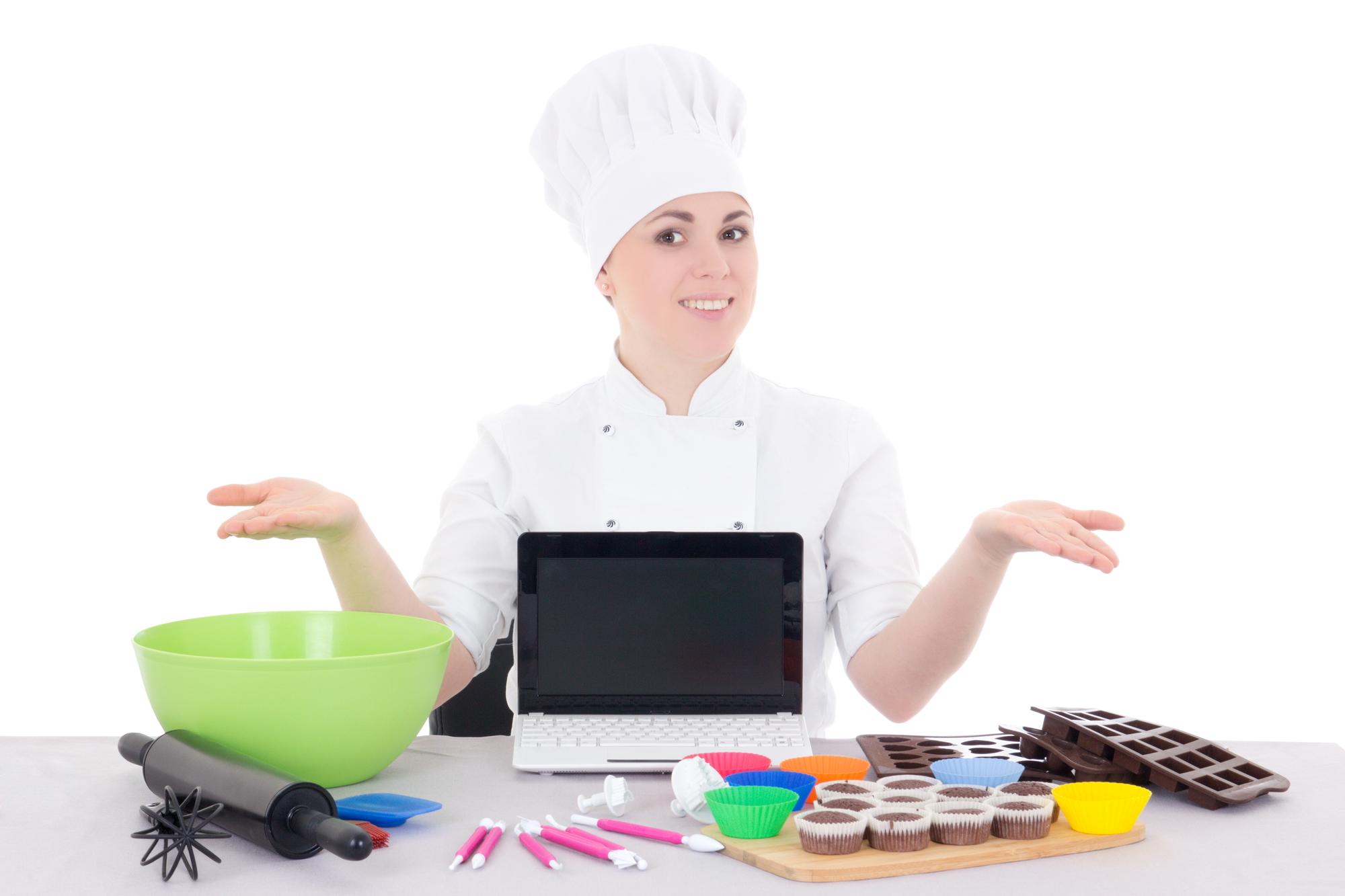 Instructor conducting an online class from kitchen studio
